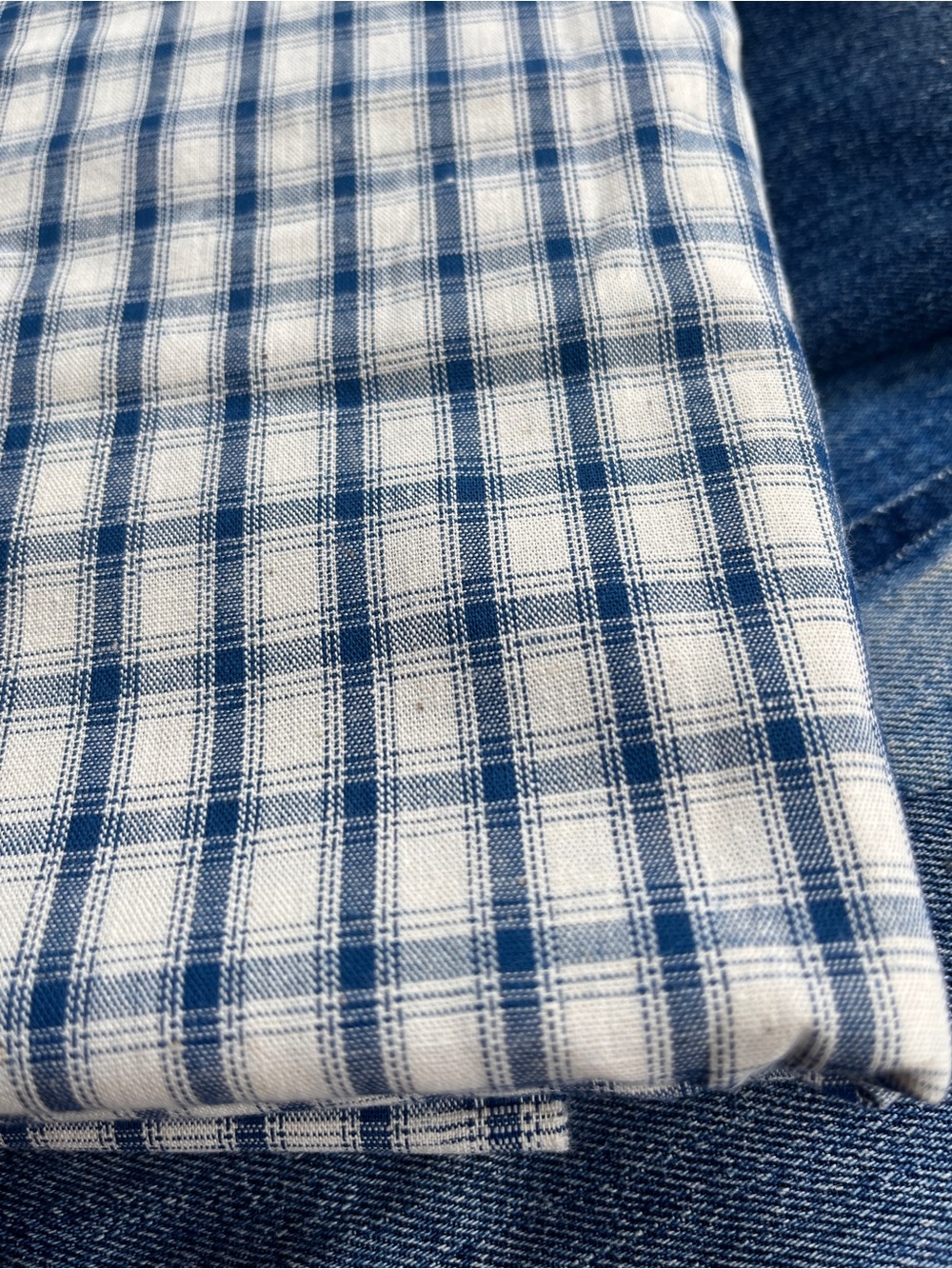 Blue & White Cotton Plaid Fabric 2.64 m | 58” W | Coastal | Cottage | Classic